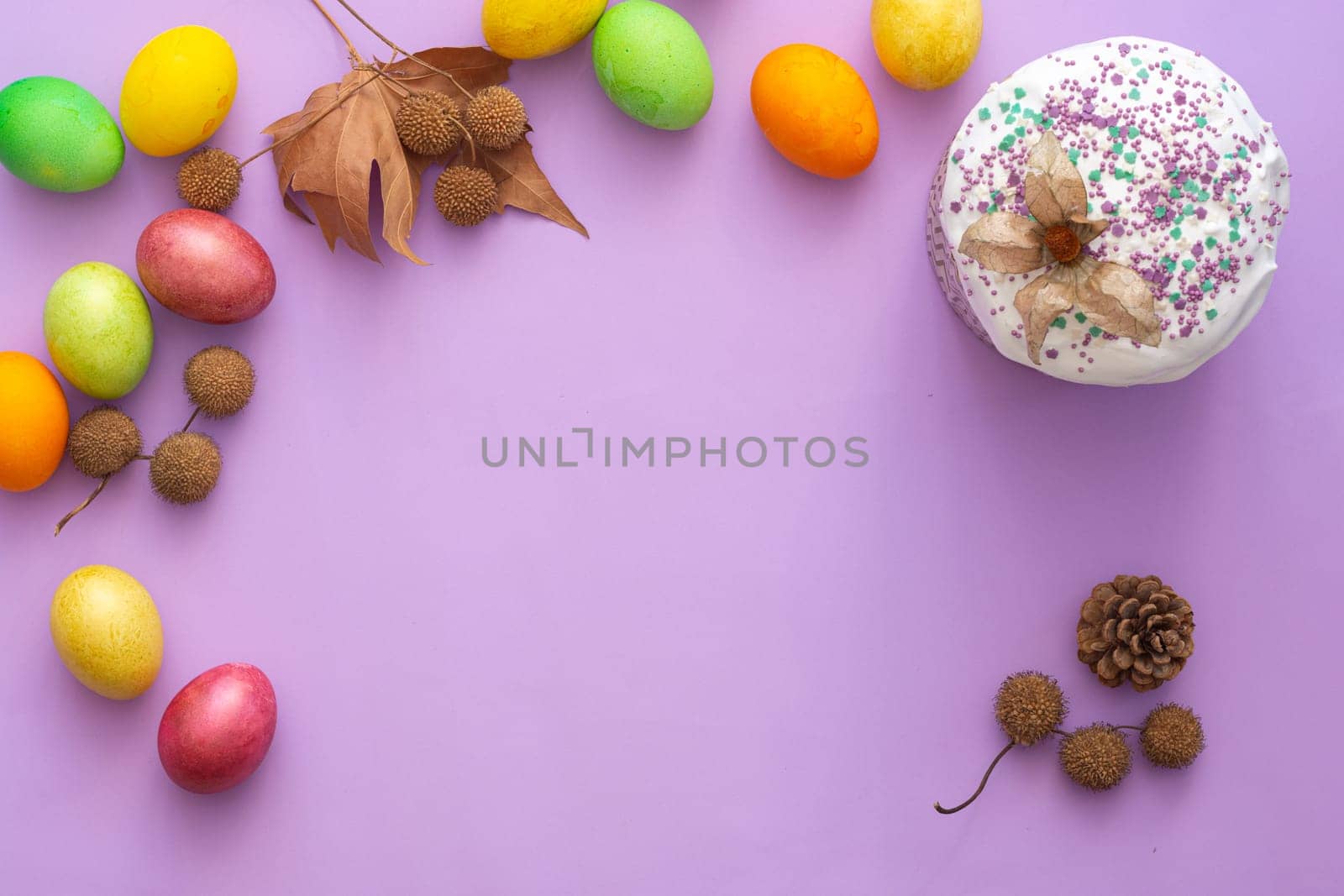 View from above on Easter attributes in the crestiation