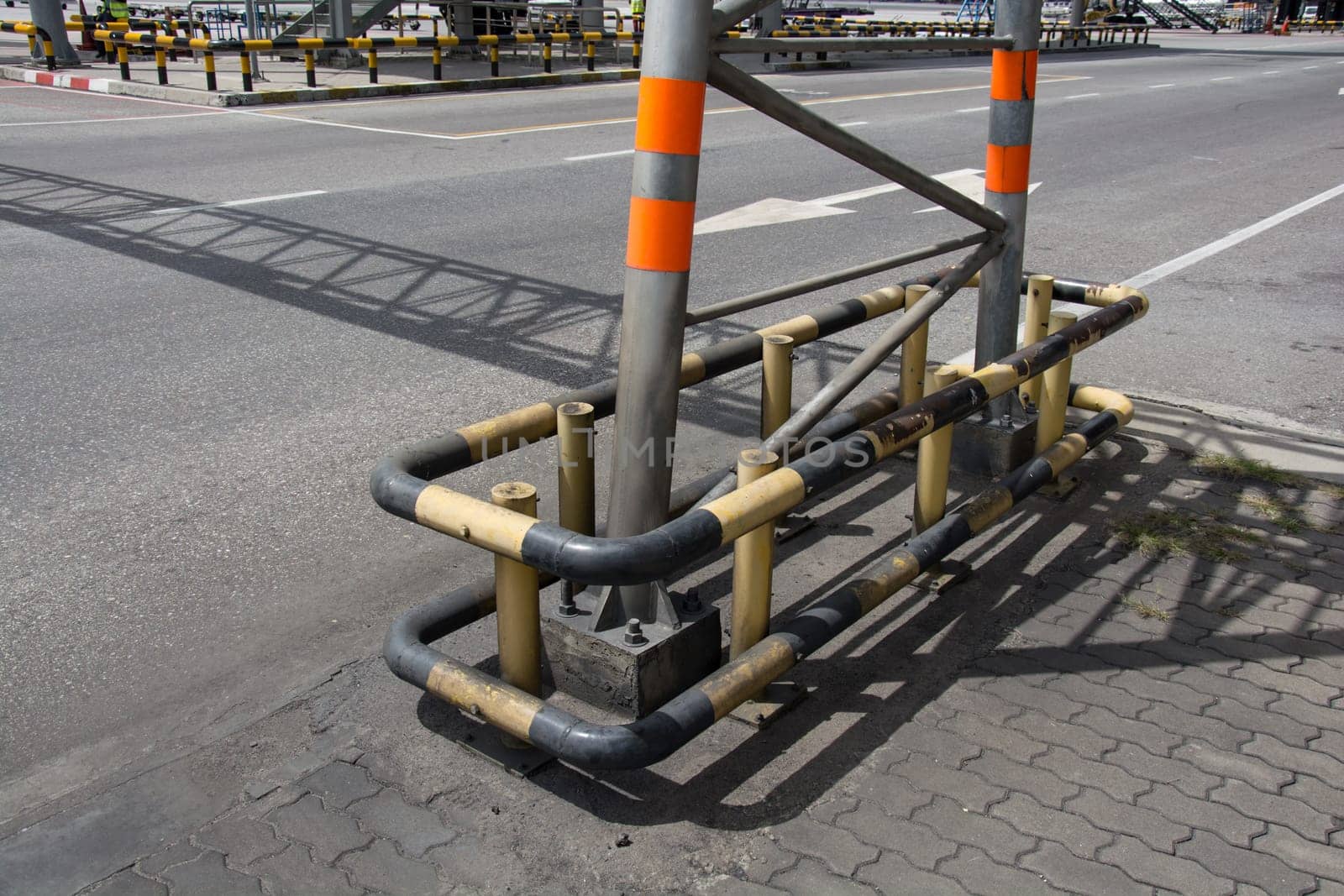 Steel column support with bolts and nuts.