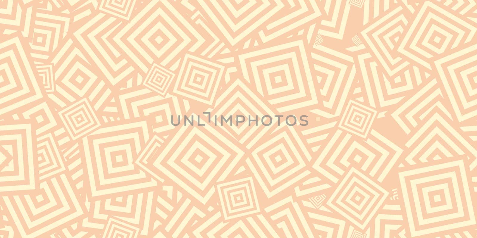 Beige Squares Сoncentric Polygons Backgrounds. Seamless Hypnotic Psychedelic Compositions.