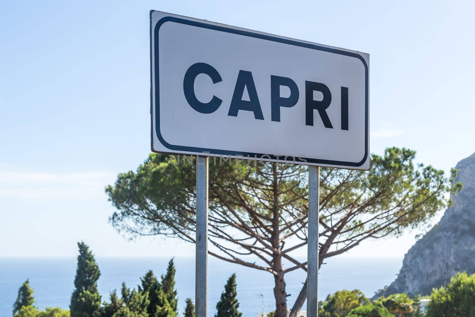 Sign in Capri island in a beautiful summer day in Italy