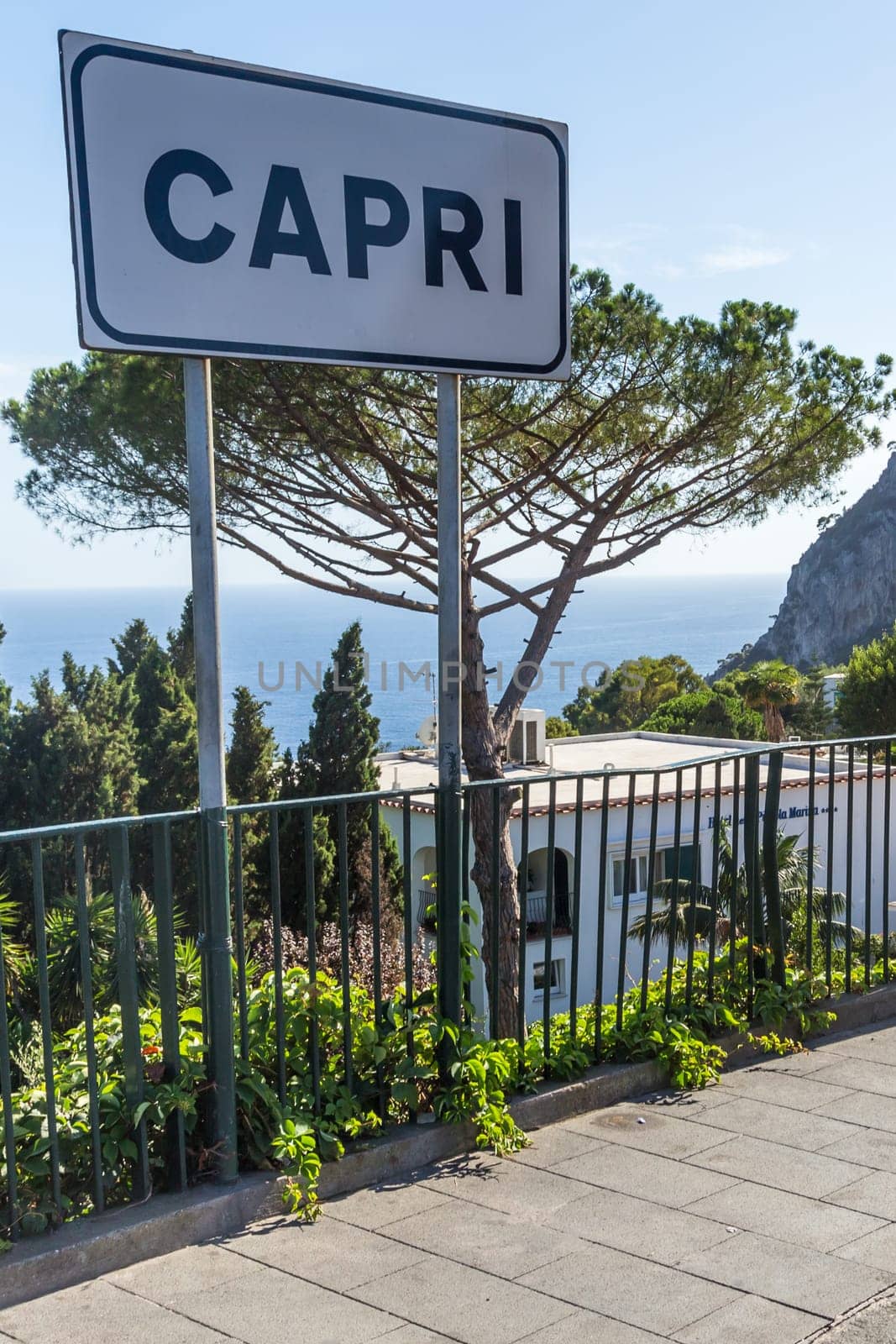 Sign in Capri island in a beautiful summer day in Italy