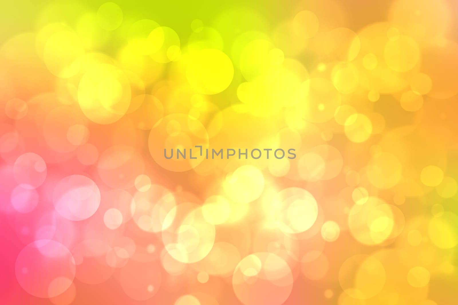 A festive abstract orange pink yellow gradient background texture with glitter defocused sparkle bokeh circles and stars. Card concept for Happy New Year, party invitation, valentine or other holidays.