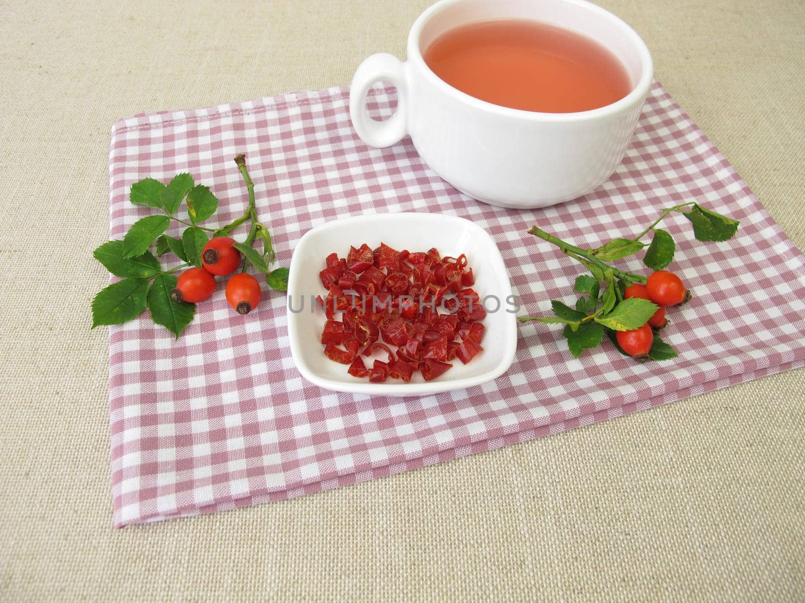 Red rose hip tea, fruit tea from rosehip peel