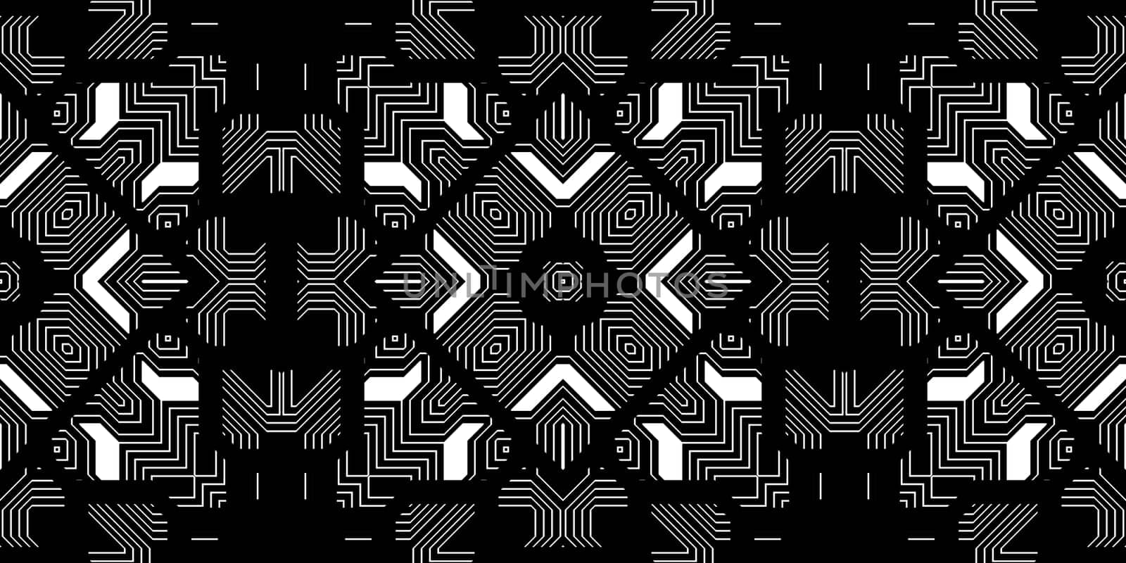 Black & White Seamless Techno Lines Pattern. Monochrome Futuristic Geometry Background. Laser Technical Design Texture.