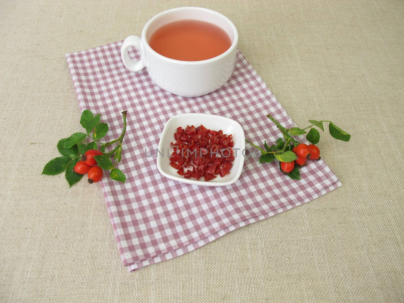 Red rose hip tea, fruit tea from rosehip peel