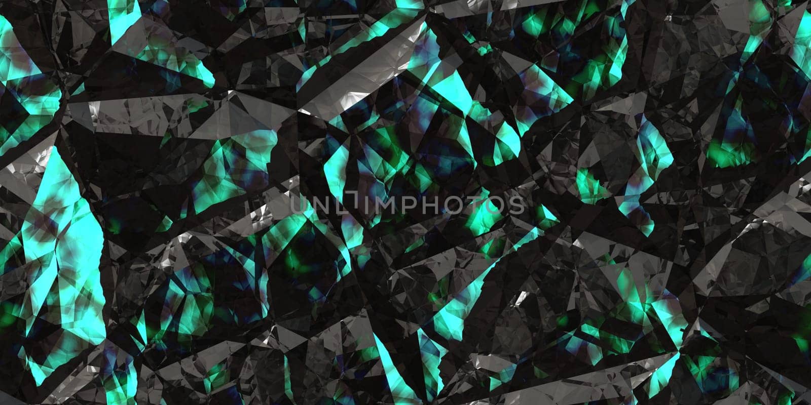 Green blue black shiny colors rock stone texture. Crystal gem wall background. Gemstone seamless pattern.