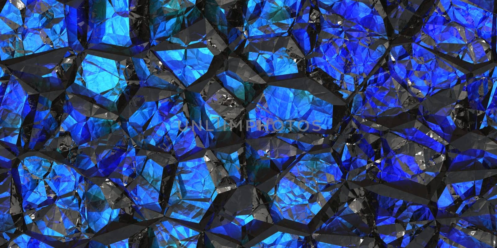 Blue black gemstone seamless pattern. Shiny colors rock stone texture. Crystal gem wall background.