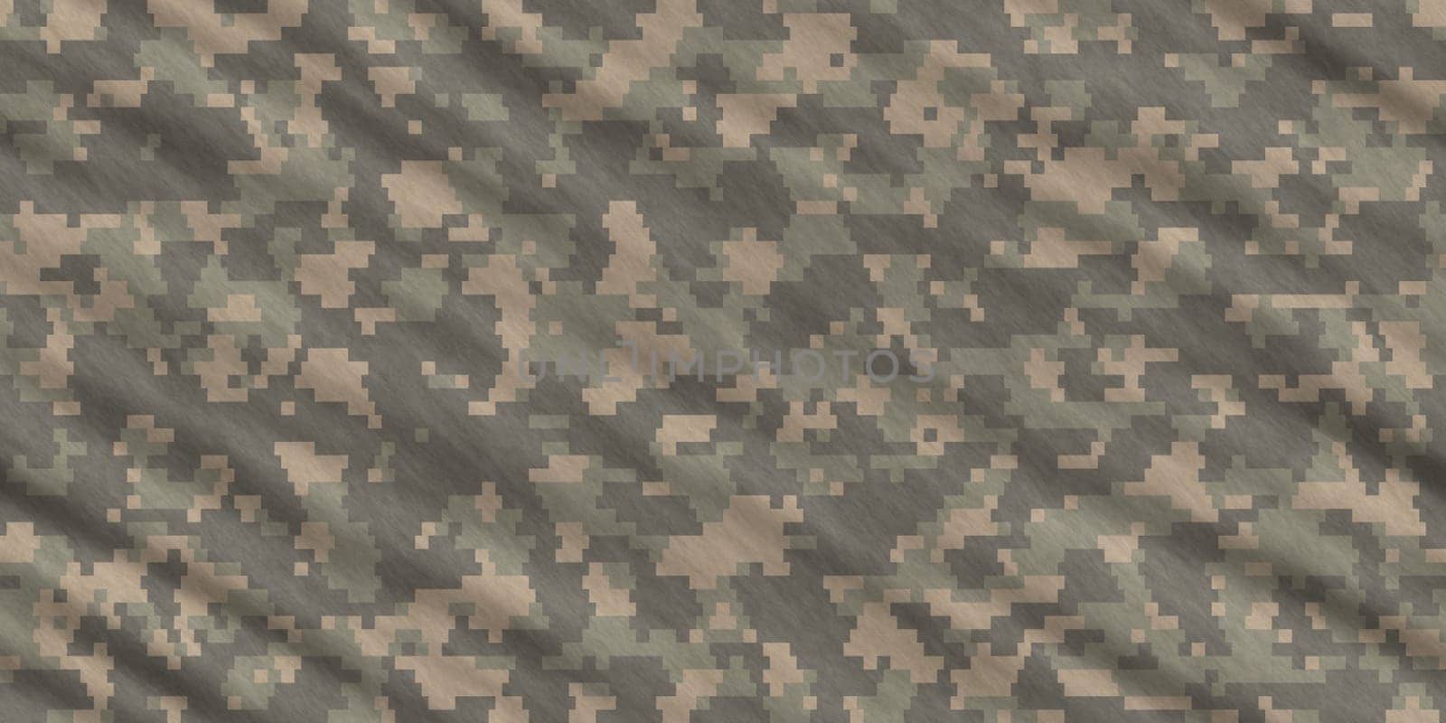 Weathered Green Army Camouflage Background. Military Camo Clothing Texture. Seamless Combat Uniform.