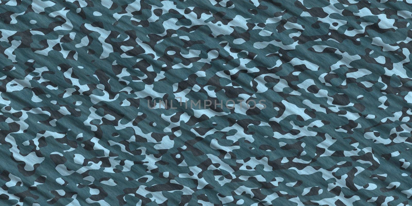 Sea Green Blue Army Camouflage Background. Military Uniform Clothing Texture. Seamless Combat Uniform.