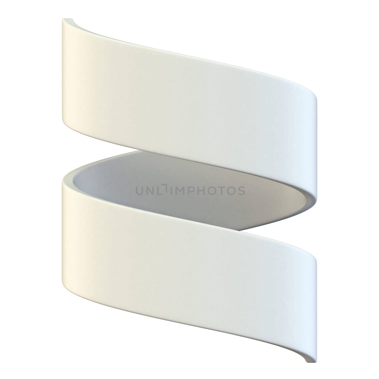 White blank helix ribbon tag label 3D render illustration isolated on white background