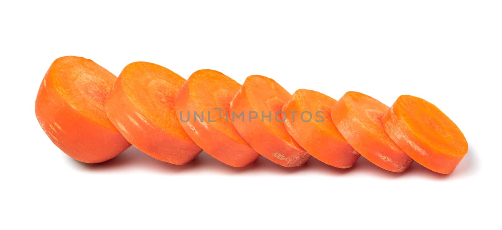 Fresh carrots isolated on white background. Close up of carrots.