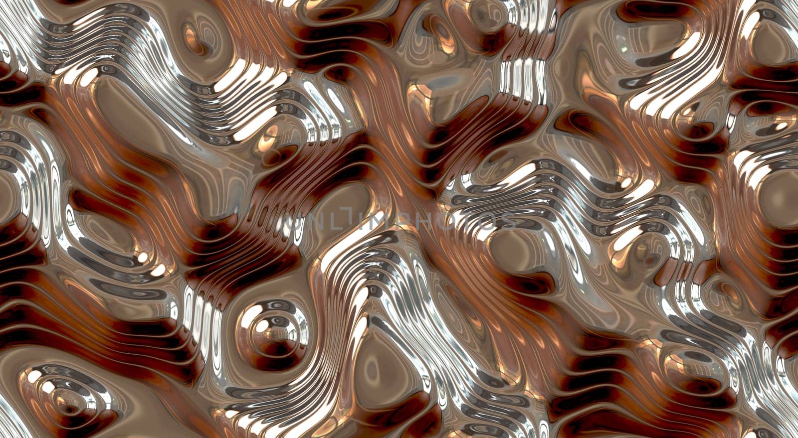 Reflect and ripple metallic seamless background textures. Shining Melt of fluid chrome surface. Rose chrome