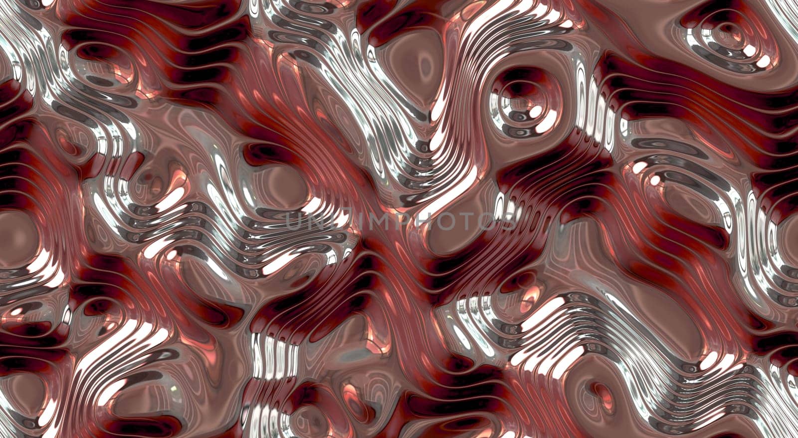 Reflect and ripple metallic seamless background textures. Shining Melt of fluid chrome surface. Rose melt.