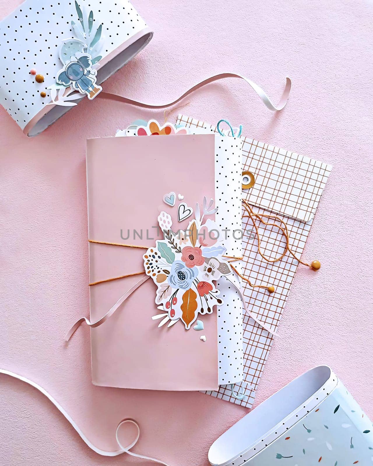 scrapping crafts with natural colors and accessories