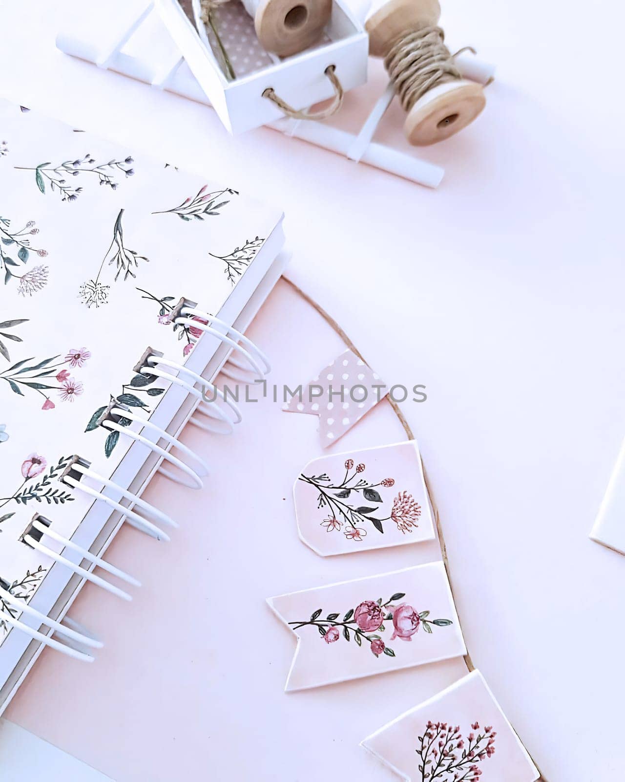 scrapping crafts with natural colors and accessories
