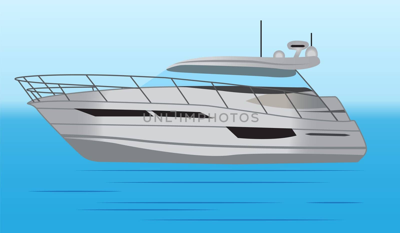 Boat sailing in a sea vector illustration
