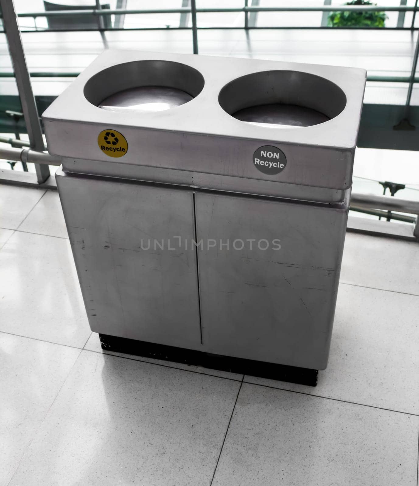 Recycle Trashcan Stainless steel in hall