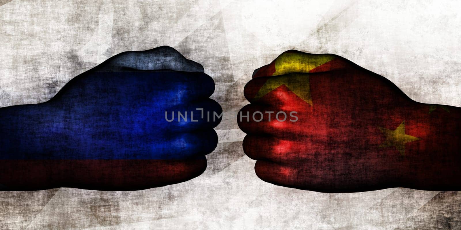 Russia vs China Political Conflict and Disputes Concept