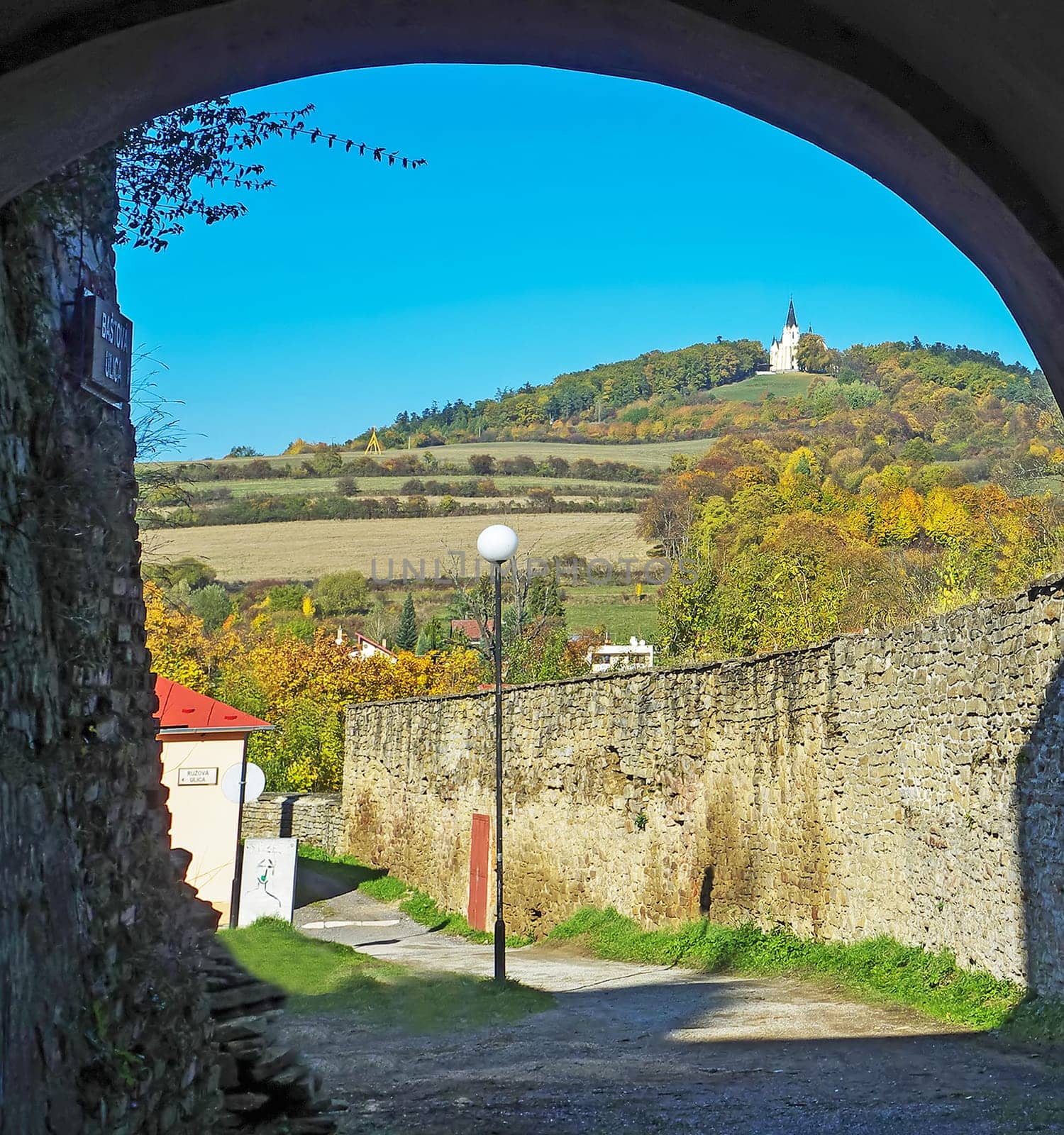 Medieval town with walls in Slovakia