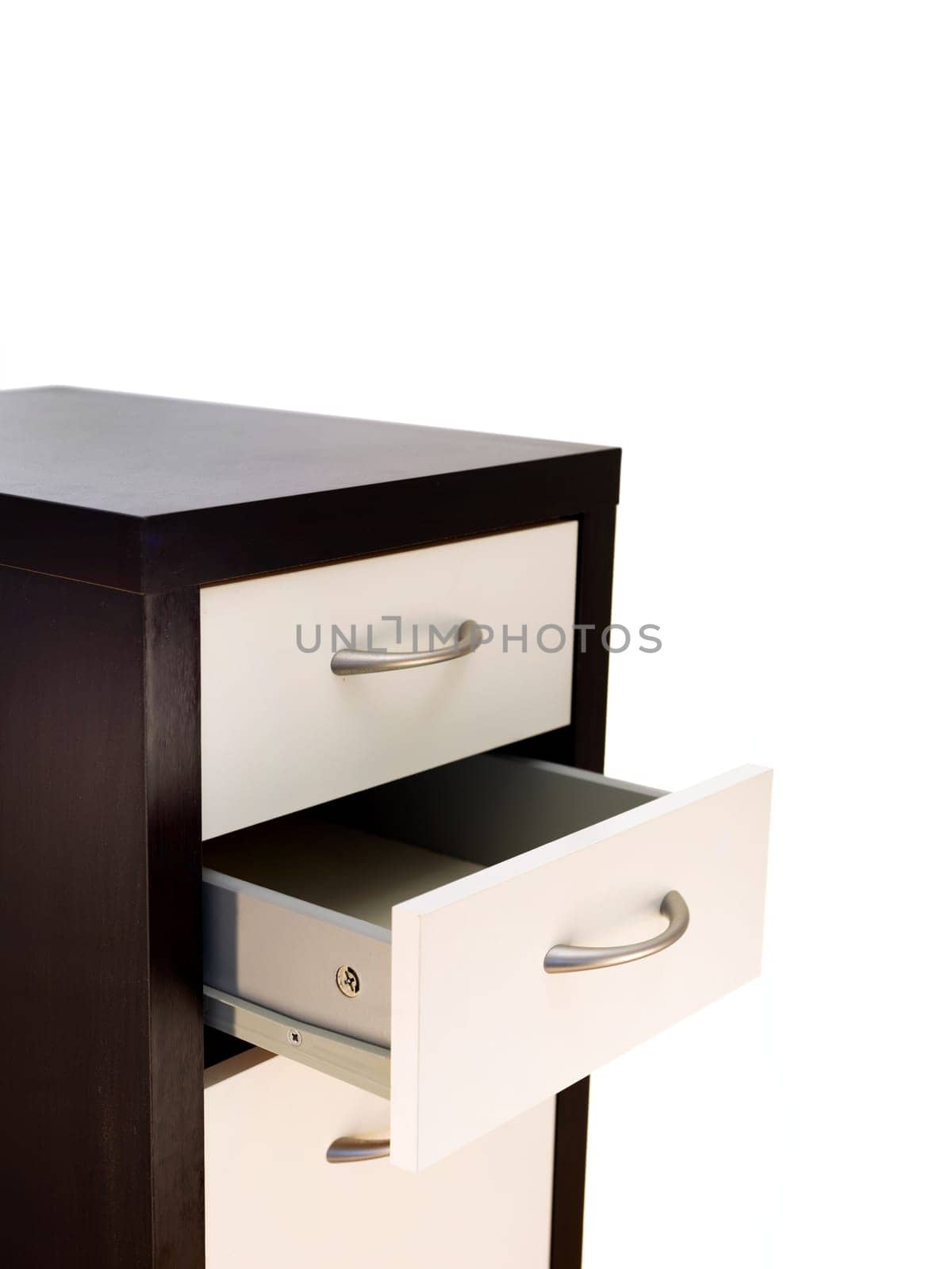 A close up shot of a set of office drawers