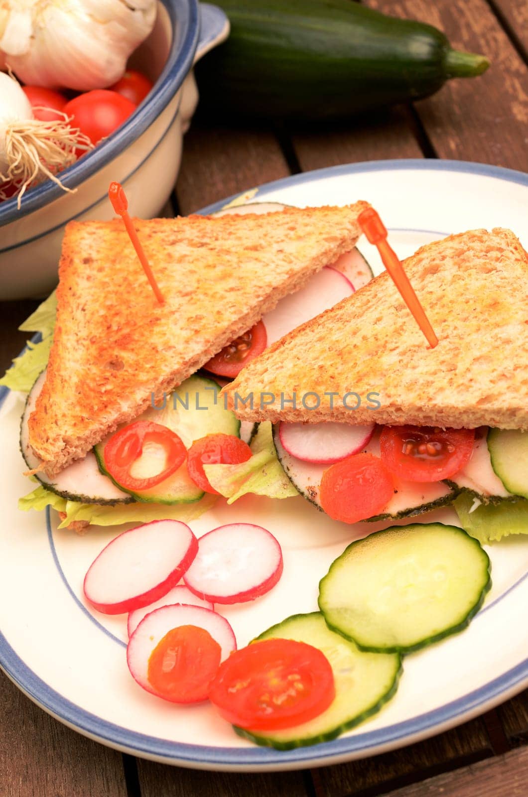 Sandwiches with fresh salad