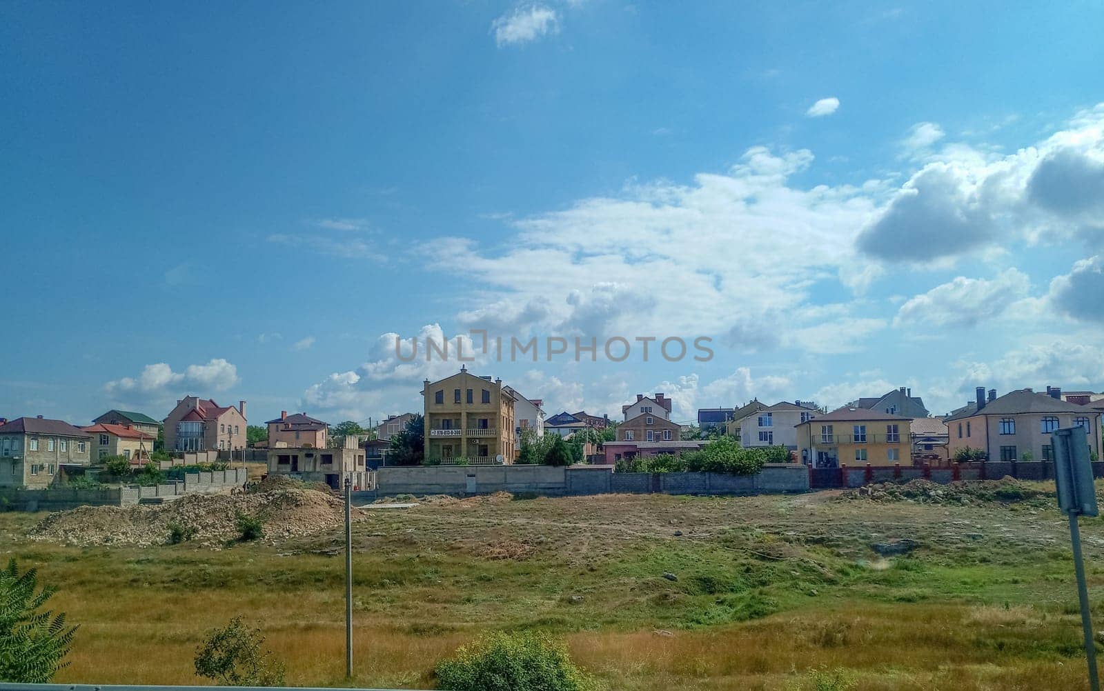 Crimean landscapes, driving on the roads of Crimea. Suburbs and villages and fields and trails of The Crimea.