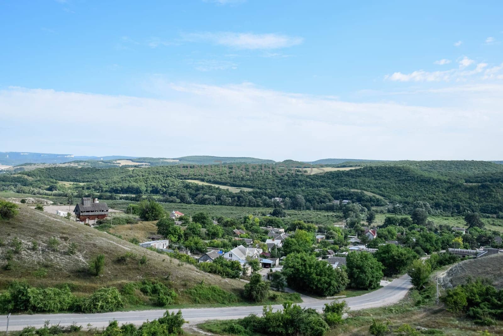 Crimean landscapes, driving on the roads of Crimea. Suburbs and villages and fields and trails of The Crimea.