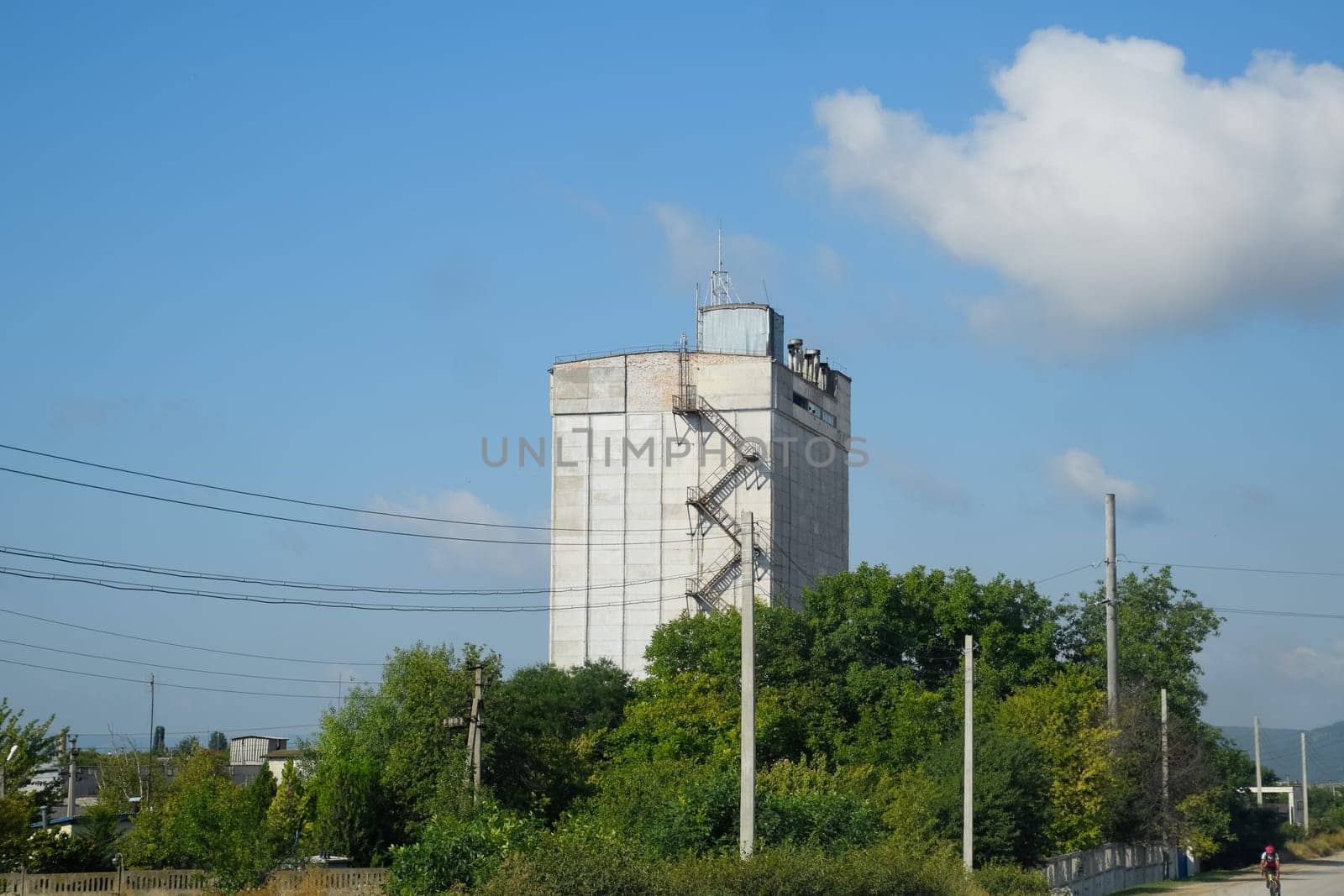 An old abandoned Soviet grain terminal. The grain elevator.