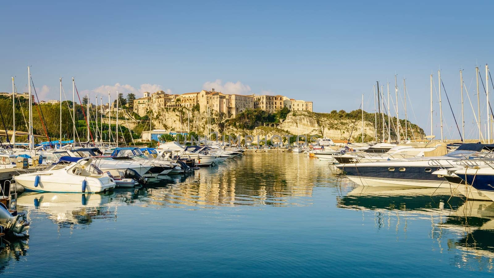 Beautiful morning at the marina in the city of Tropea, Italy