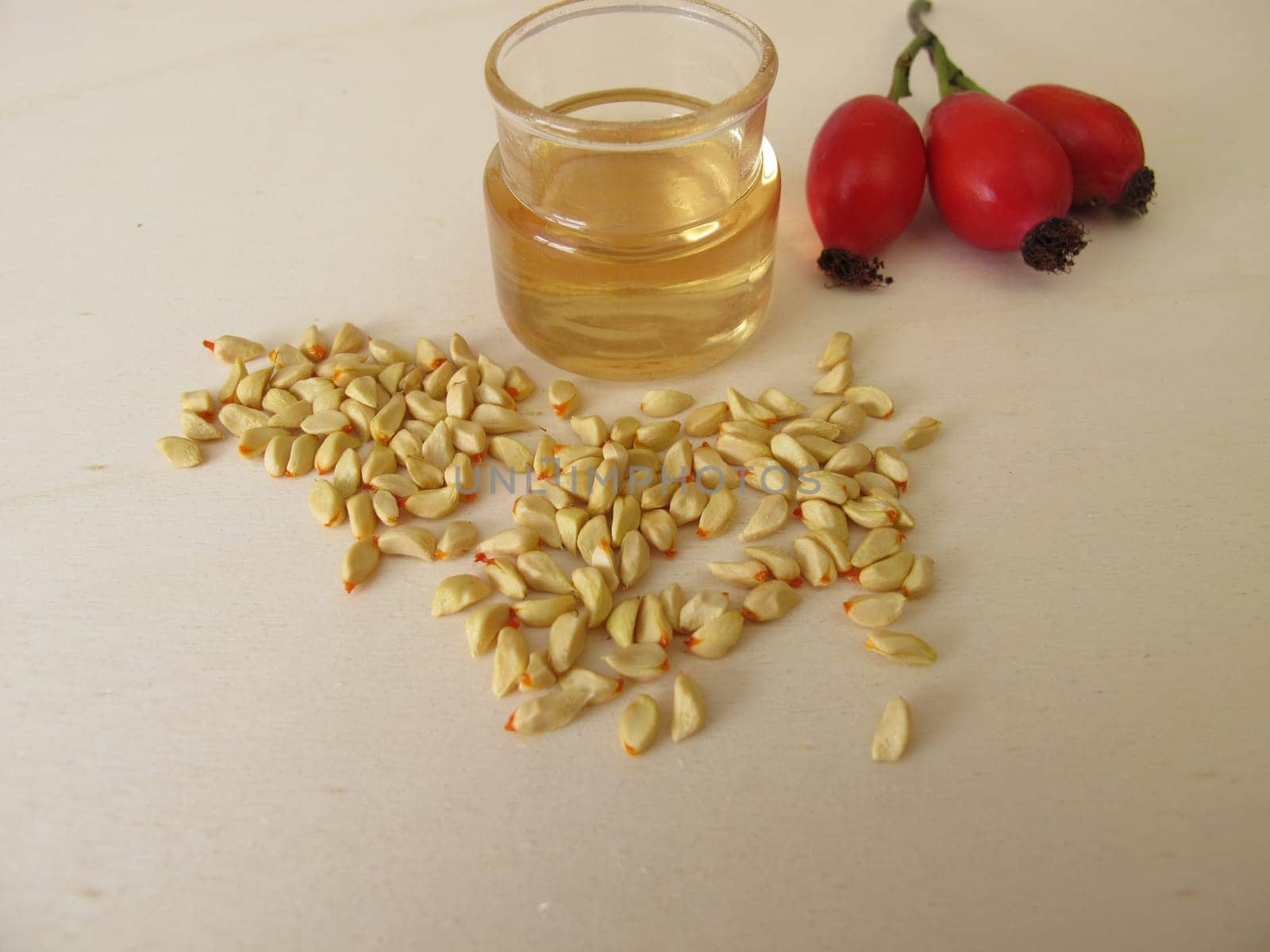 Rose hip essential oil made from wild dog rose seeds
