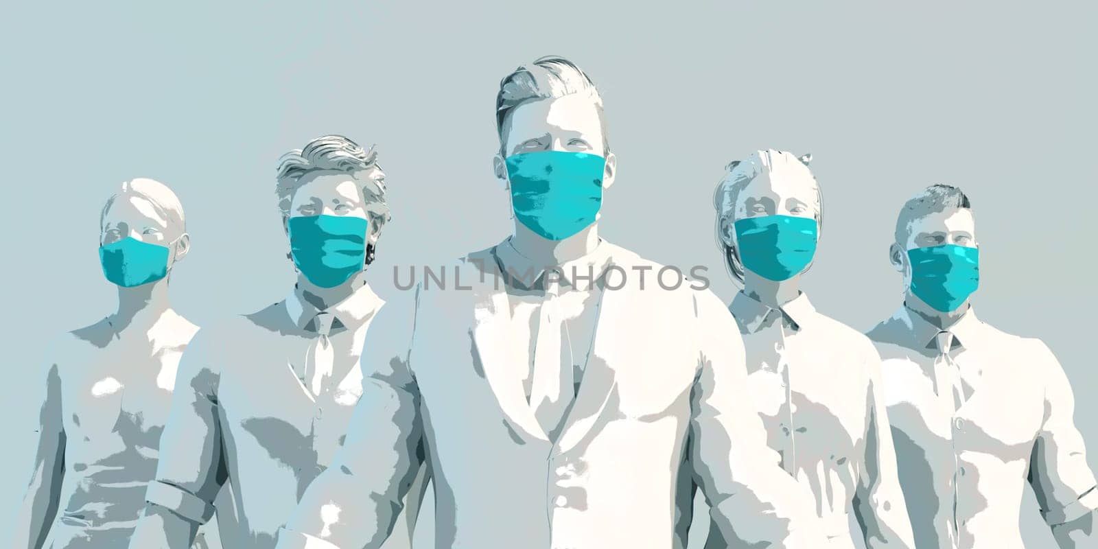 Healthcare Workers Standing Together United with Face Masks