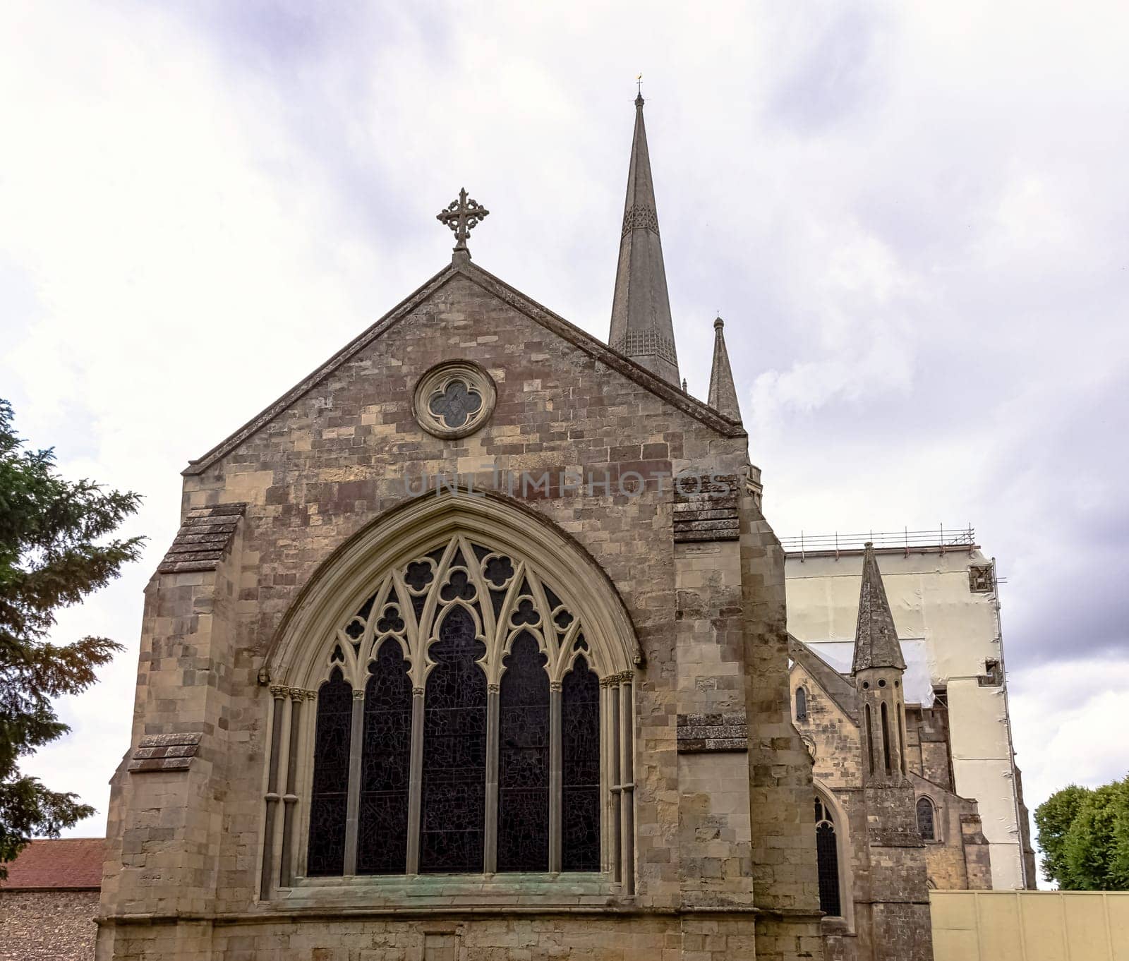 Chichester Cathedral, formally known as the Cathedral Church of the Holy Trinity in Chichester, West Sussex, United Kingdom on 14 July 2019