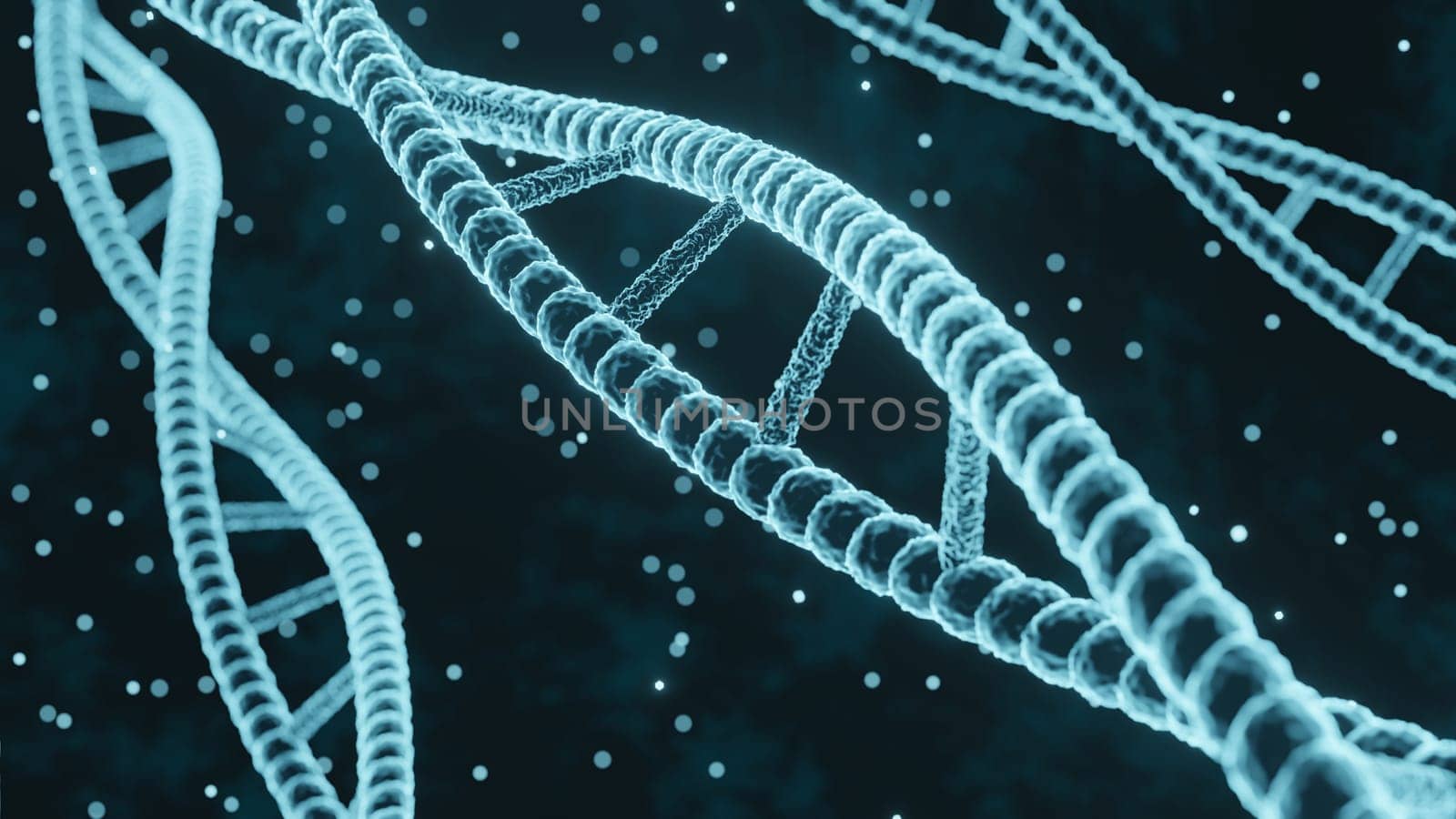 DNA molecules 3d render abstract background