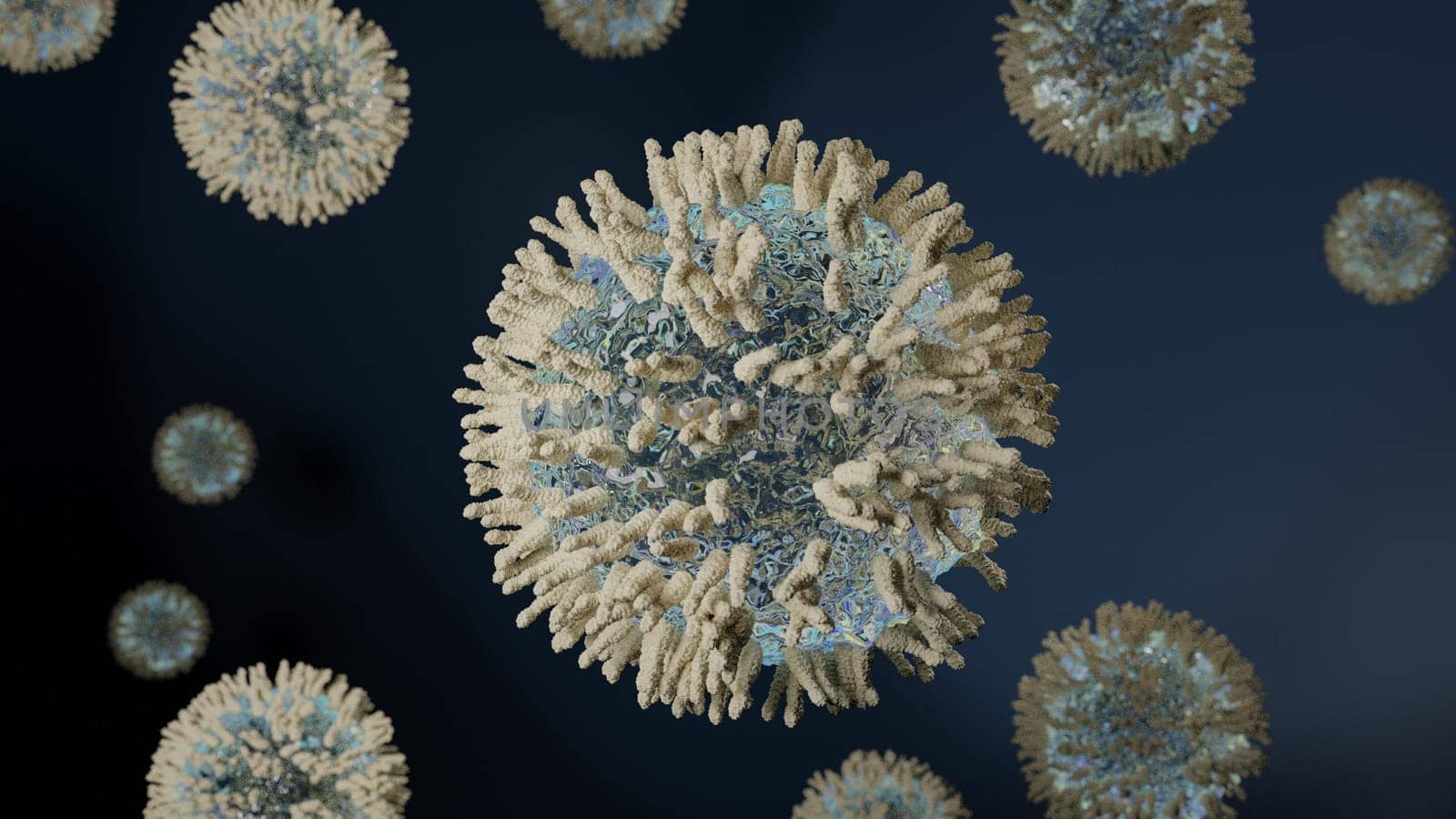 Coronavirus COVID-19, microbiology and virology concept, 3d render background