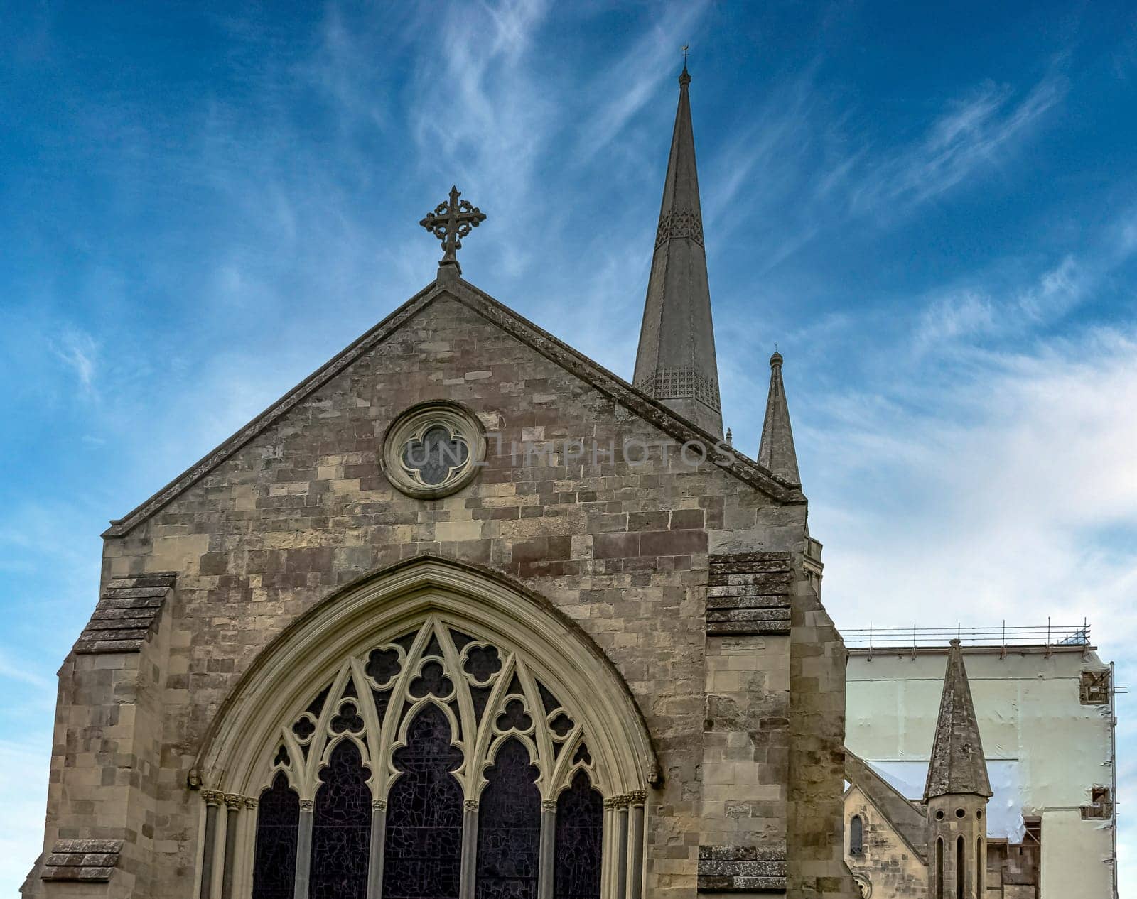 Chichester Cathedral, formally known as the Cathedral Church of the Holy Trinity in Chichester, West Sussex, United Kingdom on 14 July 2019
