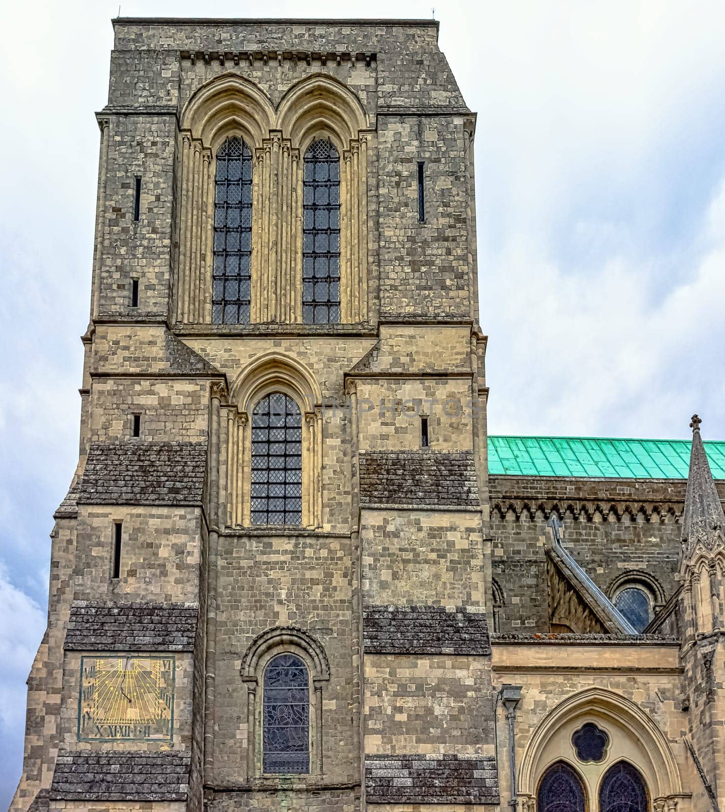 Chichester Cathedral, formally known as the Cathedral Church of the Holy Trinity in Chichester, West Sussex, United Kingdom on 14 July 2019