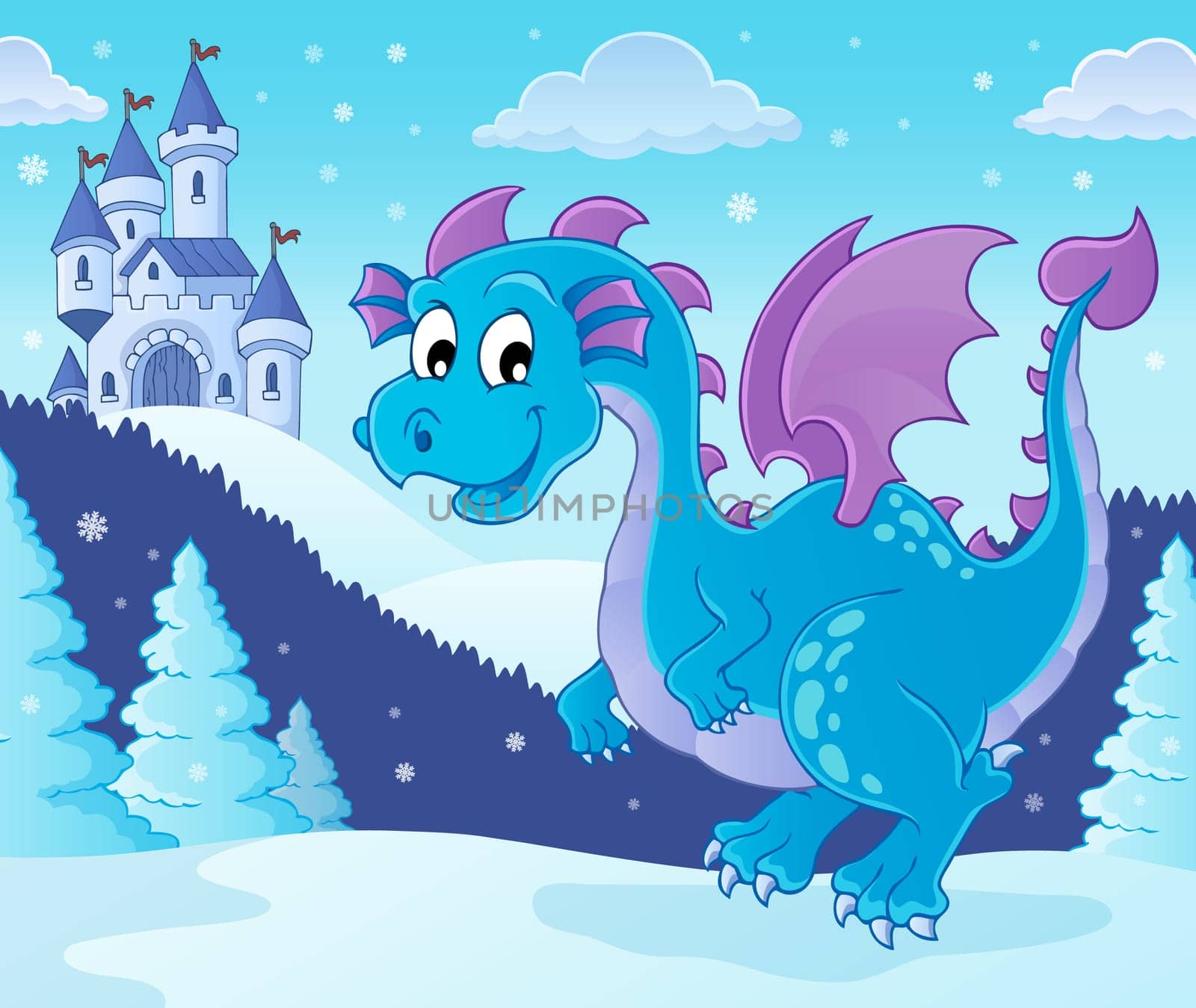 Winter dragon theme image 1 - picture illustration.