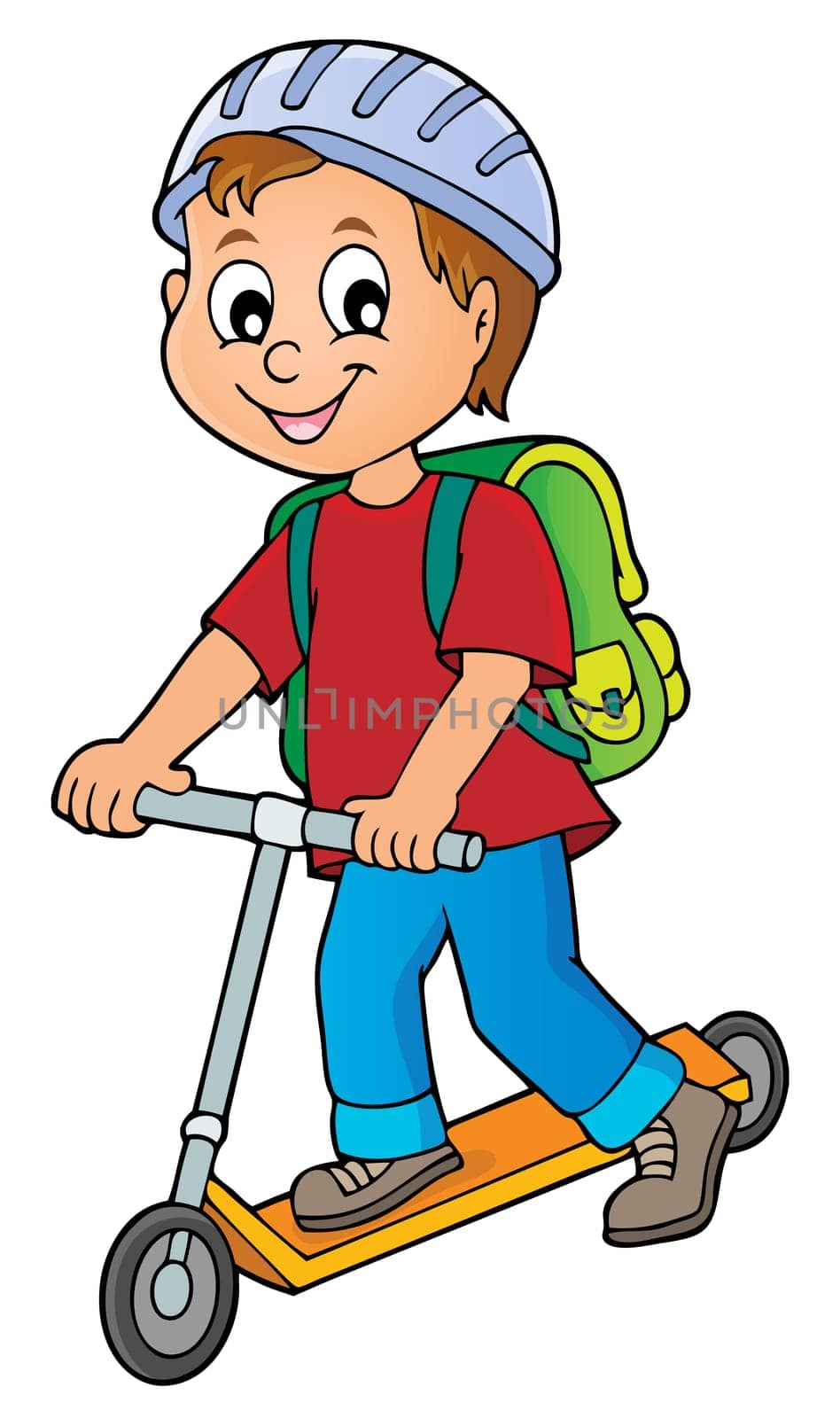 Boy on kick scooter theme image 1 - picture illustration.