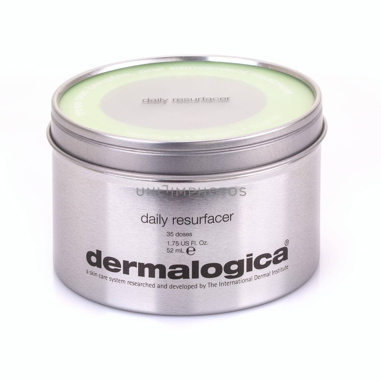 SWINDON, UK - AUGUST 18, 2018: Dermalogica Daily Resurfacer skin care products on a White Background