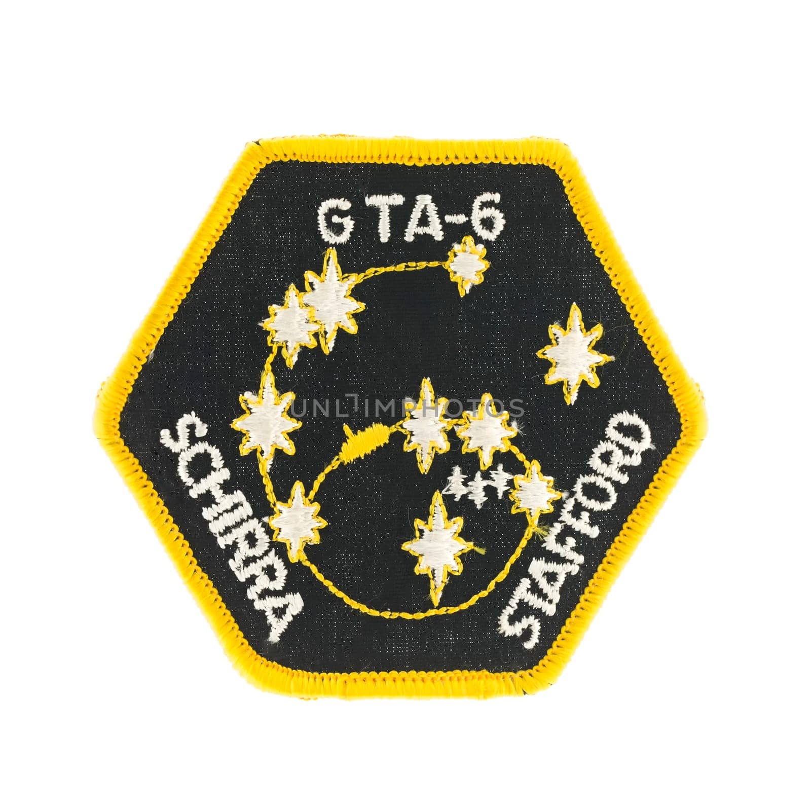 SWINDON, UK - FEBRUARY 23, 2014: Gemin 6i Mission Badgeon a white background
