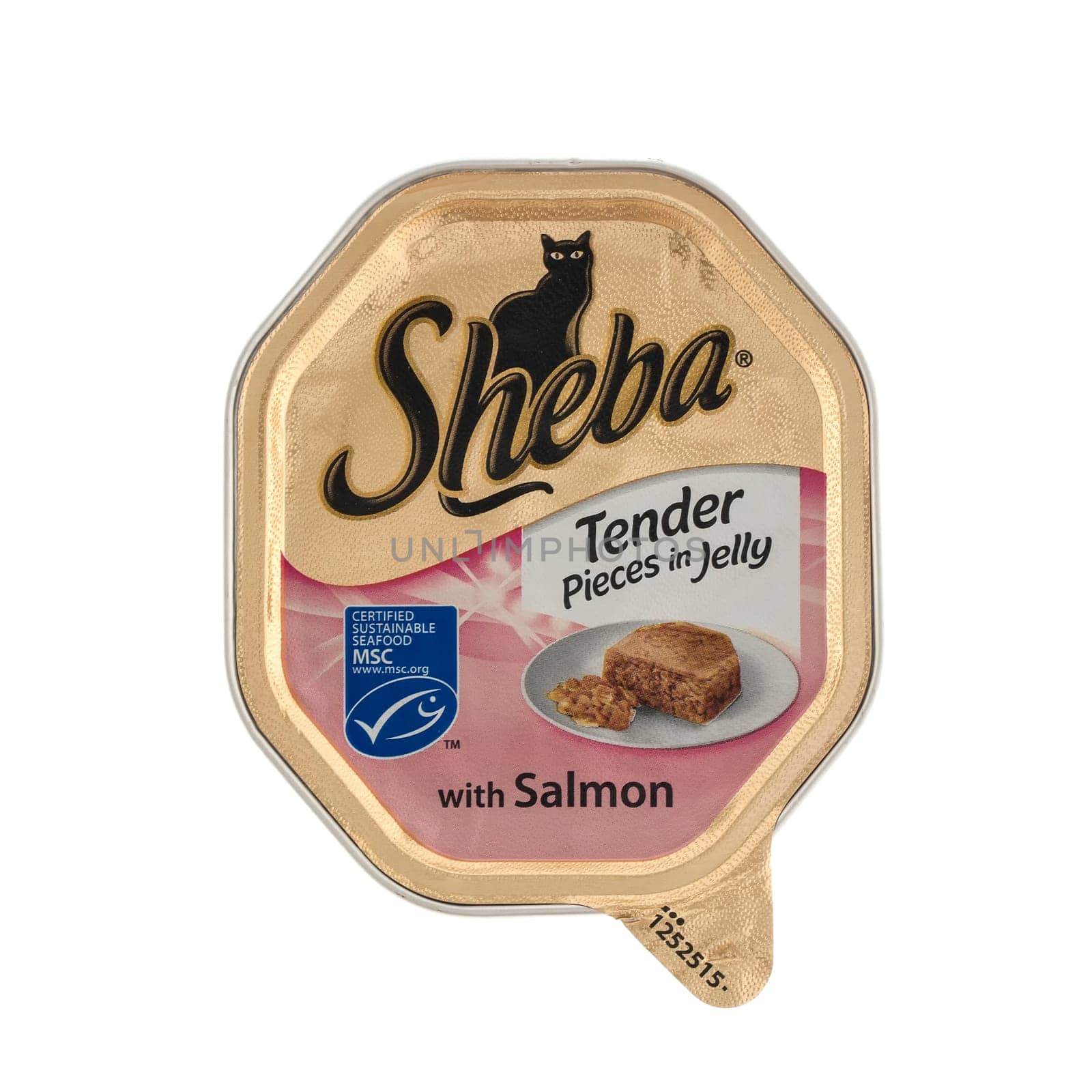 SWINDON, UK - MAY 25, 2014: Sheba Salmon Cat Food on a White Background