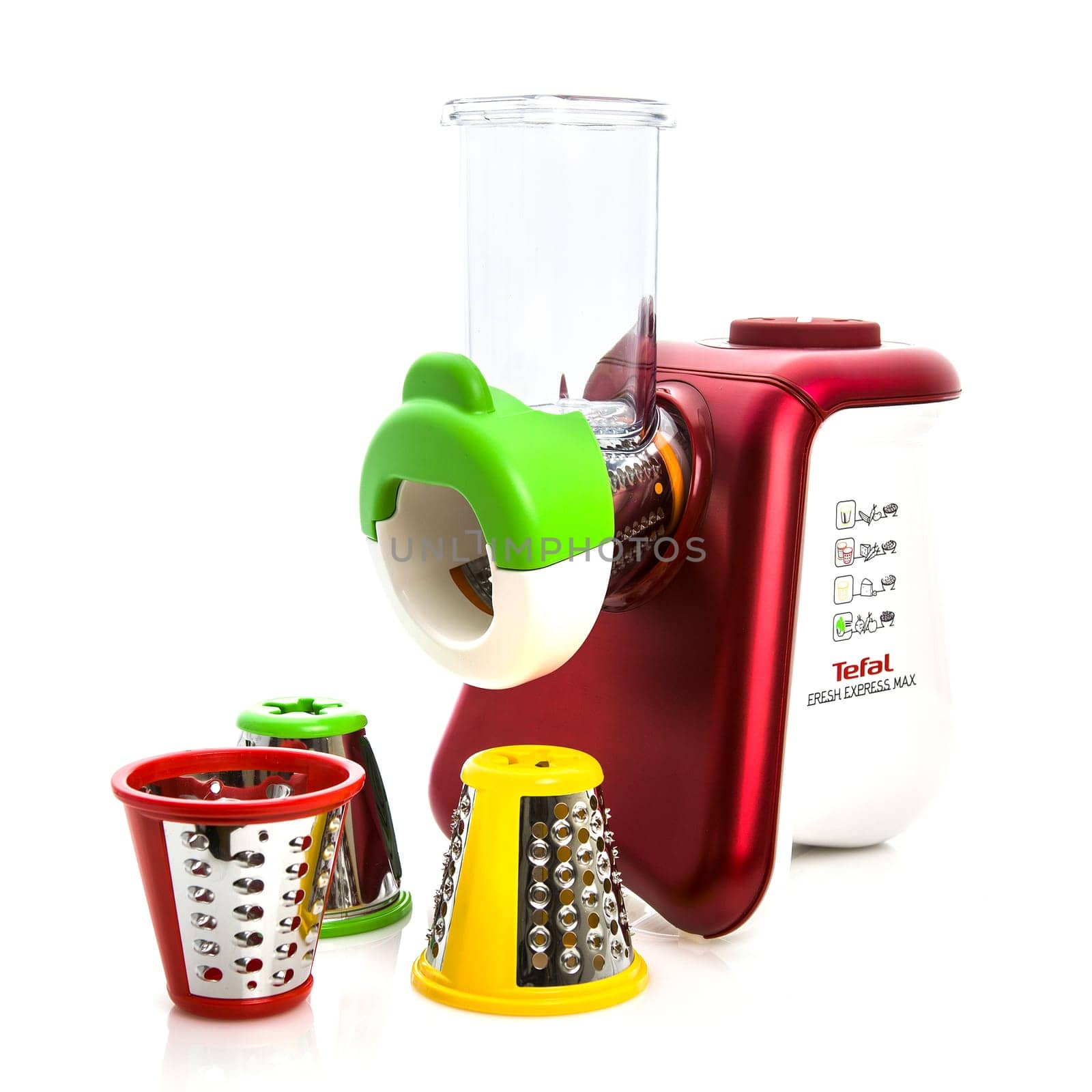 SWINDON, UK - AUGUST 23, 2014: Tefal Fresh Express Max Food Processor on a White Background