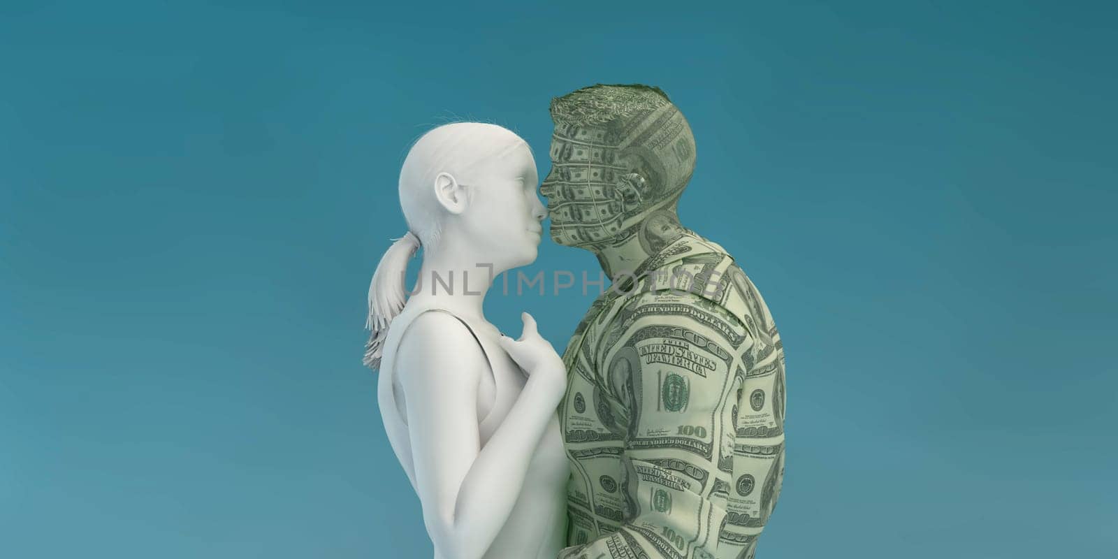 Woman Seducing Rich Man as a Concept