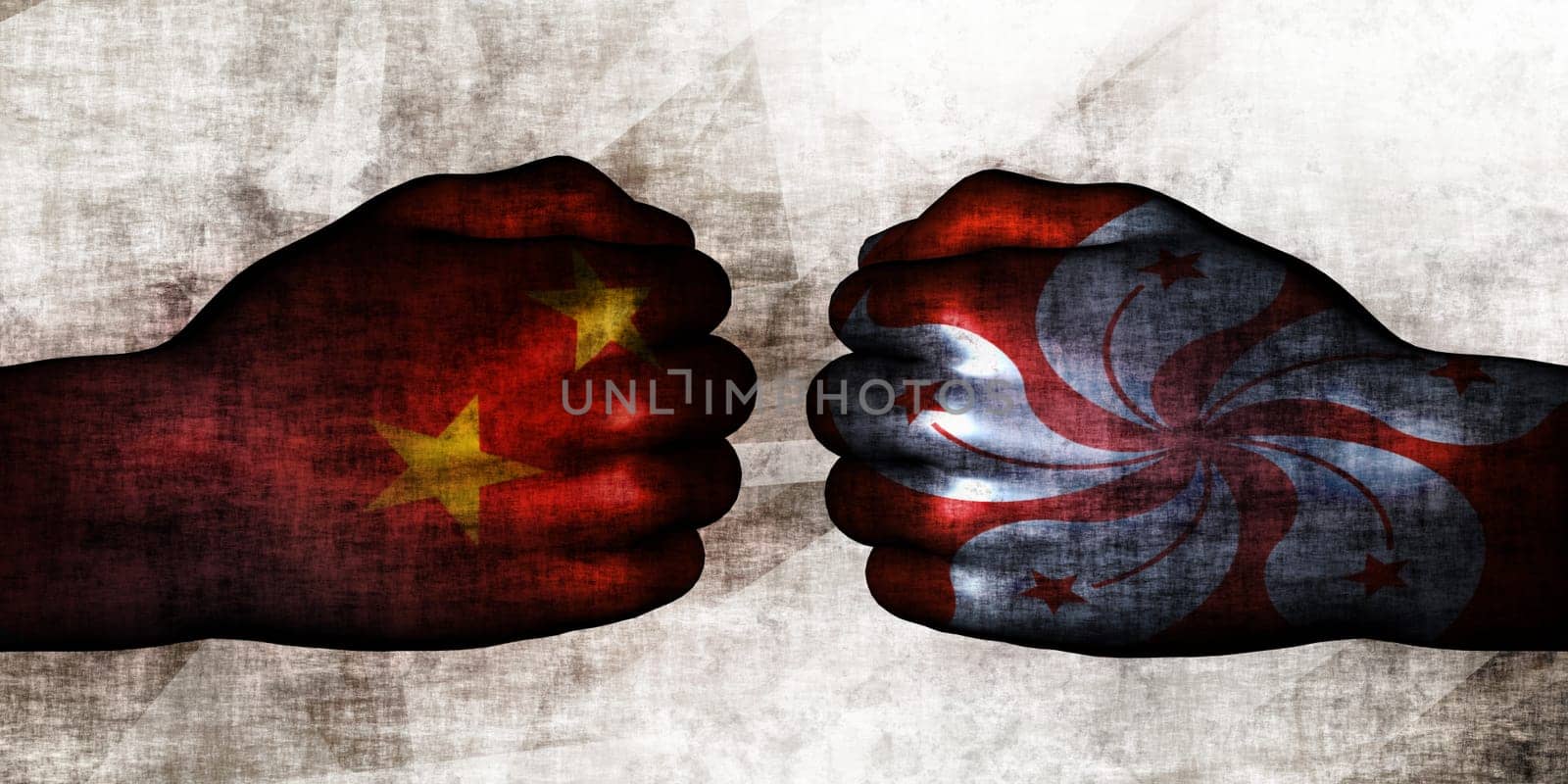 China vs Hong Kong Political Conflict and Disputes Concept