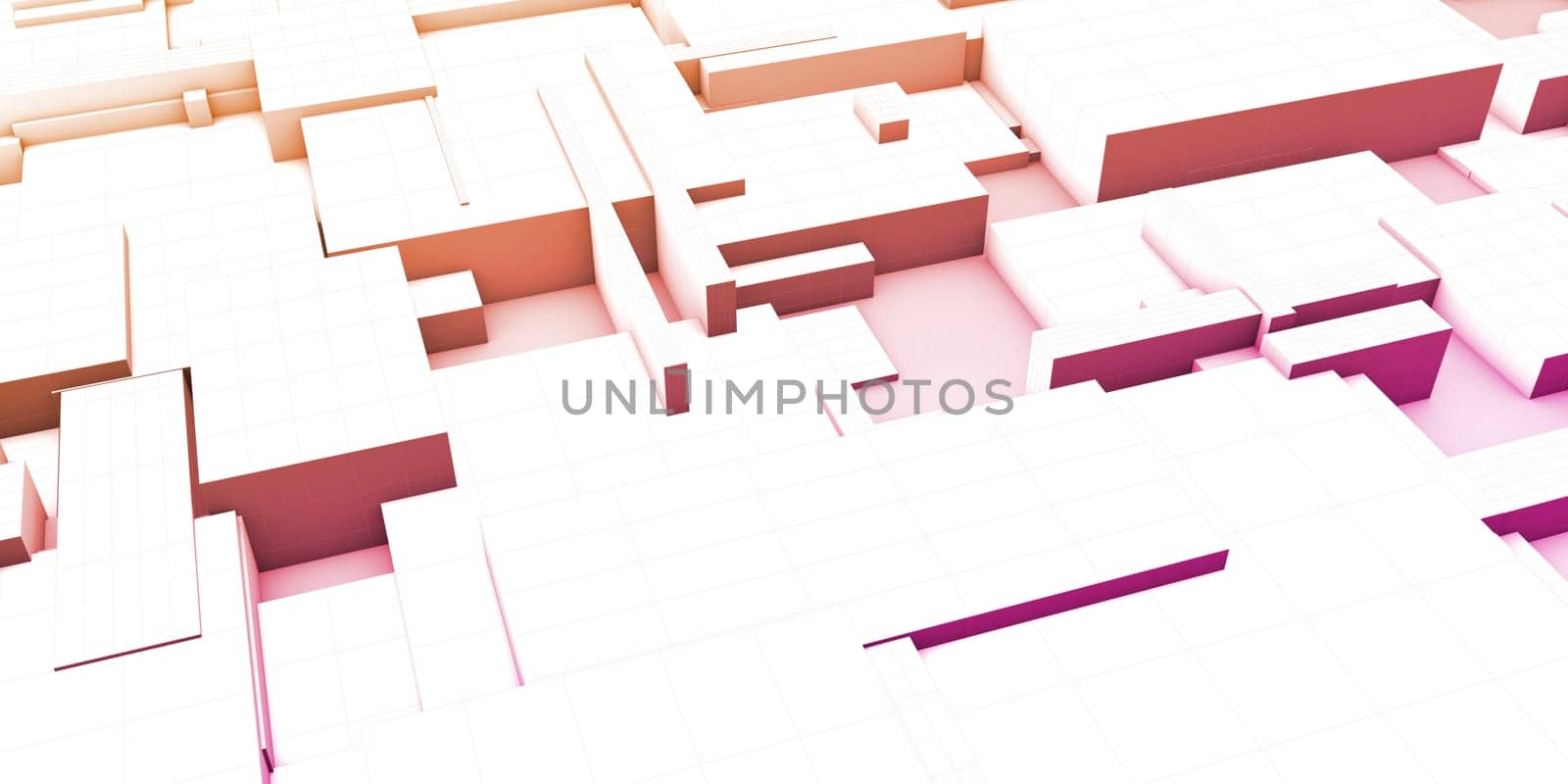 Geometric Abstract Background with Simple Reflective Metal Blocks