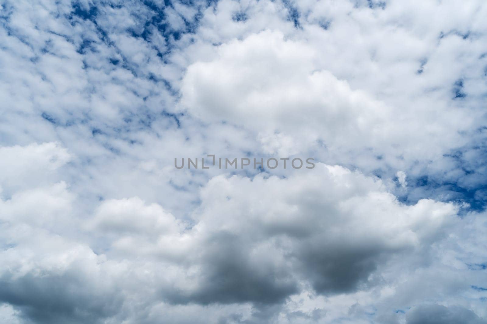 White Cumulus Clouds On Blue Sky, beautiful weather can use as backgrounds