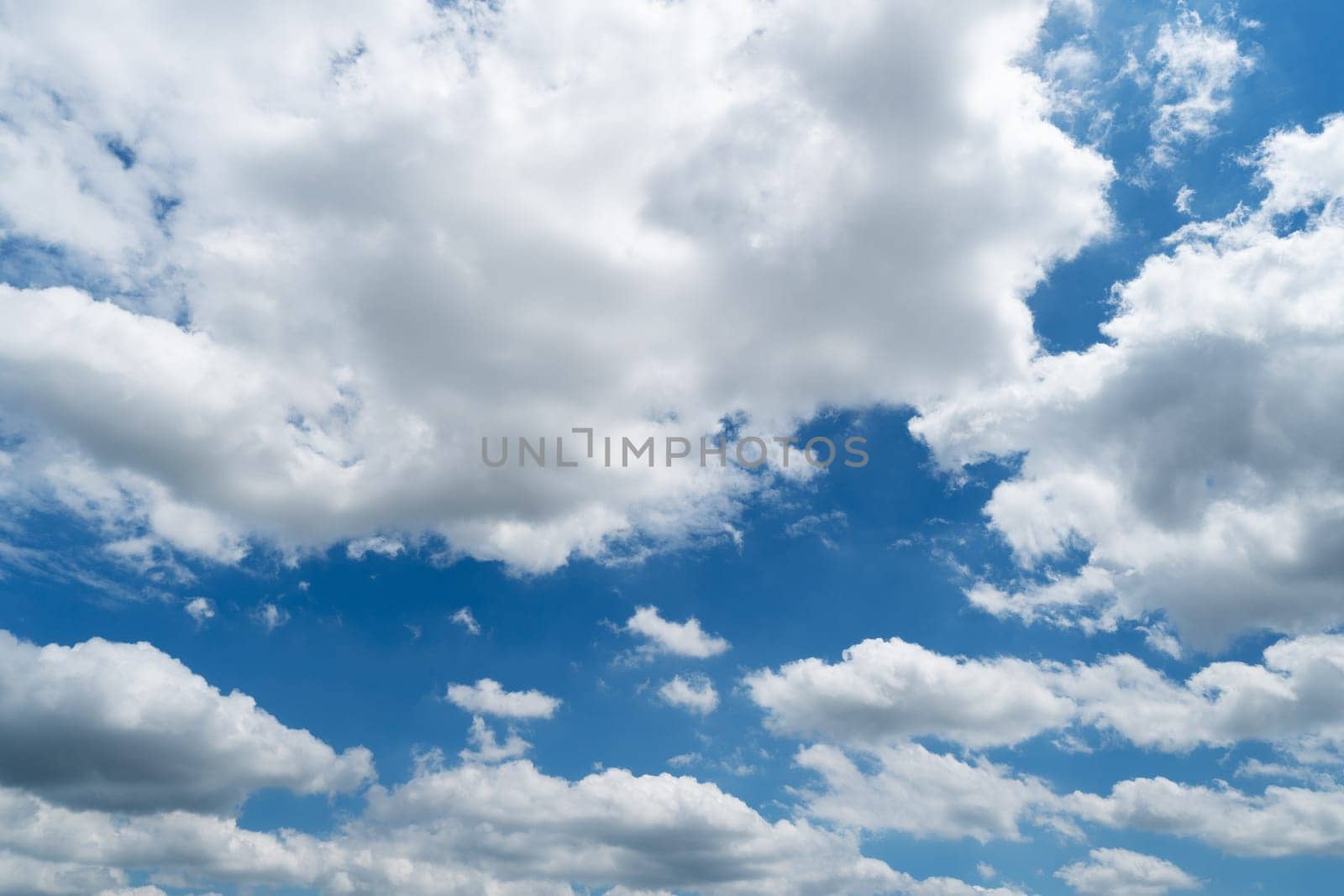 White Cumulus Clouds On Blue Sky, beautiful weather can use as backgrounds
