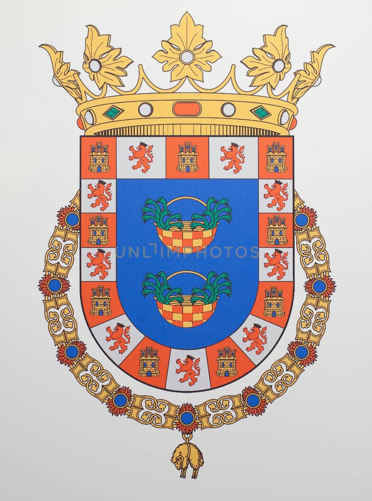 Hornachos Spain - May 31th, 2020: Coat of arms of Republic of Sale, founded by Moriscos from the town of Hornachos during 17th Century. Interpretive Center of Moriscos Culture