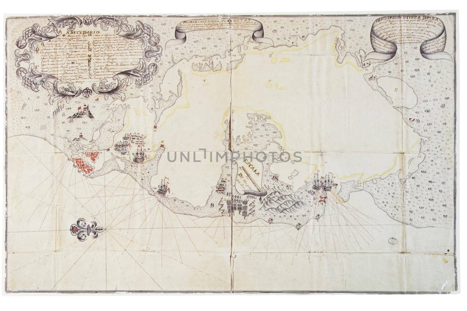 Cartagena de Indias Map, 1740. Defenses displayed by Blas de Lezo. General Archive of the Indies, Seville, Spain