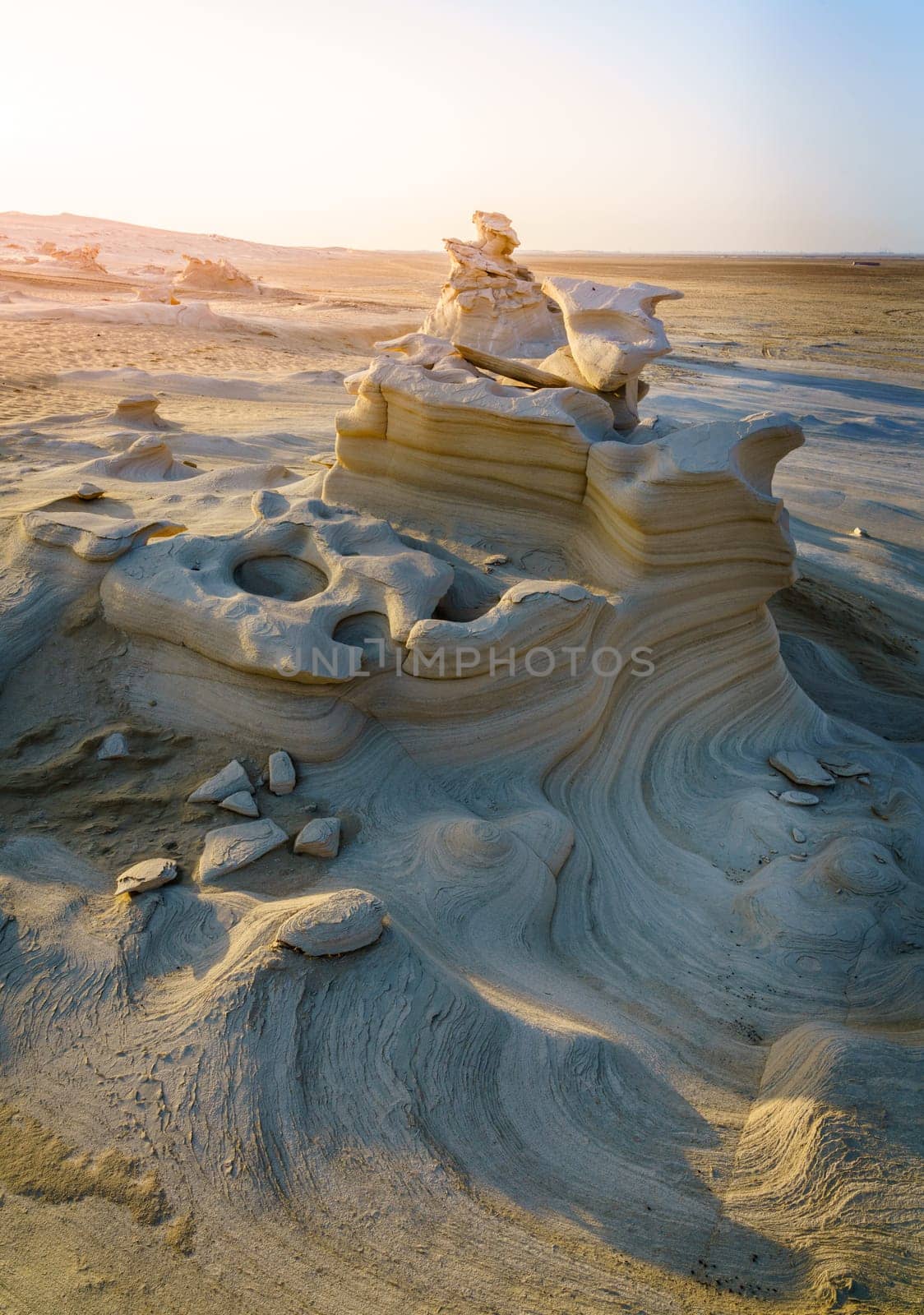 Sandstone formations in Abu Dhabi desert in United Arab Emirates
